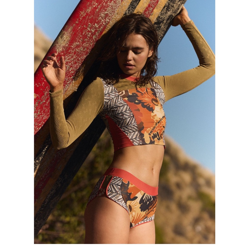 Free People Orange Multi-colored Bikini Bottoms